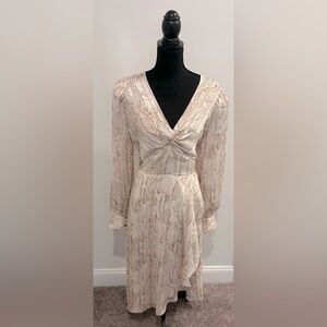 EXPRESS Cream and Taupe Snake Print Dress - Size Large